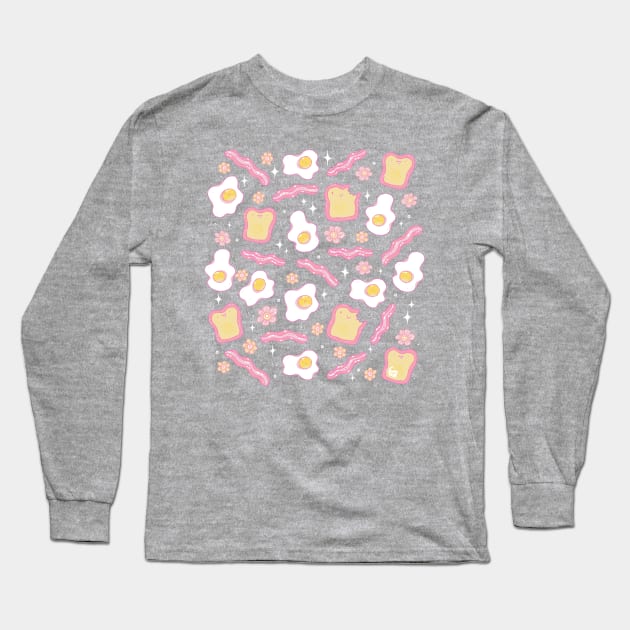 Kawaii Breakfast Pattern Long Sleeve T-Shirt by DajonAcevedo